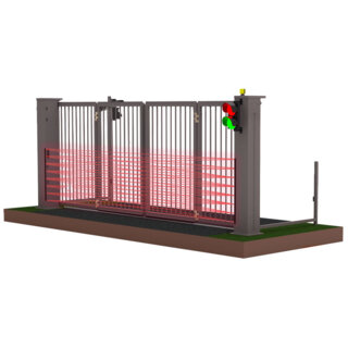 Render van een speedgate met ondergeleiding vanaf de buitenkant, gesloten.